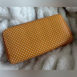 Orange & White Polka Dot Zipper Wallet
